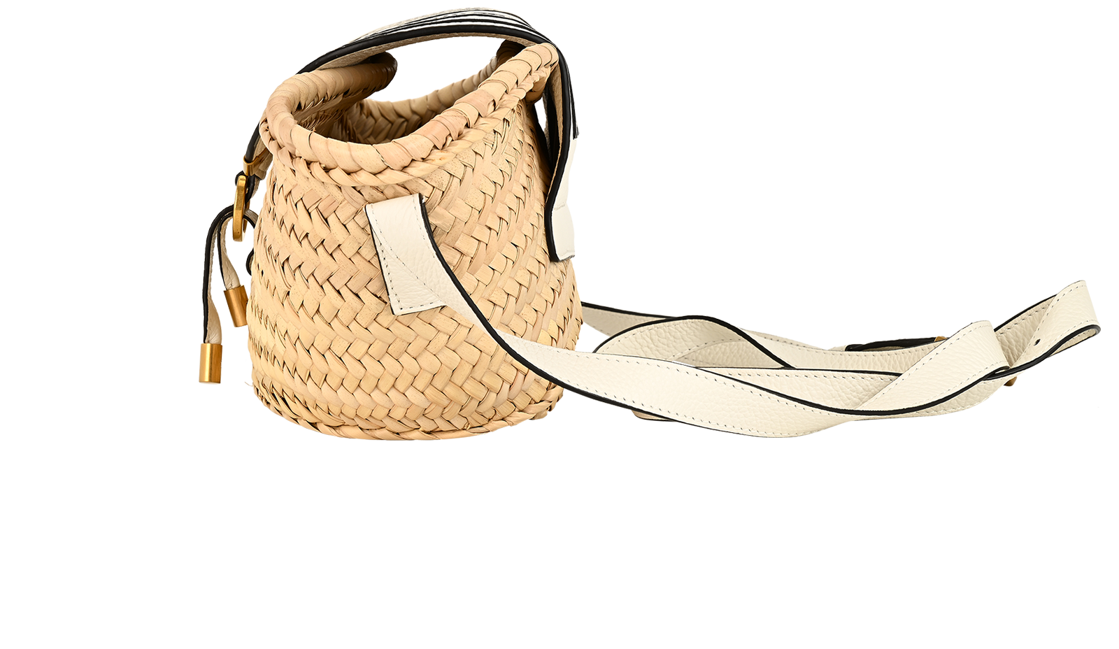 Mini Marcie Basket Bag, &pound;195, Handbags, White, Raffia, Bottom view